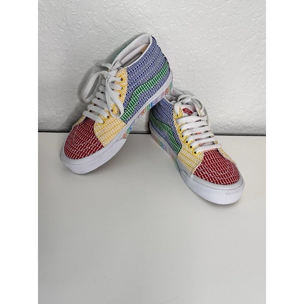 Vans‎ Rainbow Canvas Sneakers Mid- Pride Sk8-Mid 508357 Size 4 Men /5.5 Women's